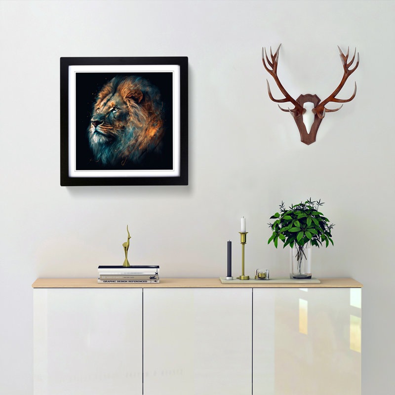 Lion Graphic Art - Framed Print, Black