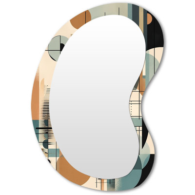 Blue And Black Geometric Shadows III - Abstract Asymmetrical Shapes - Modern Large Wall Mirror