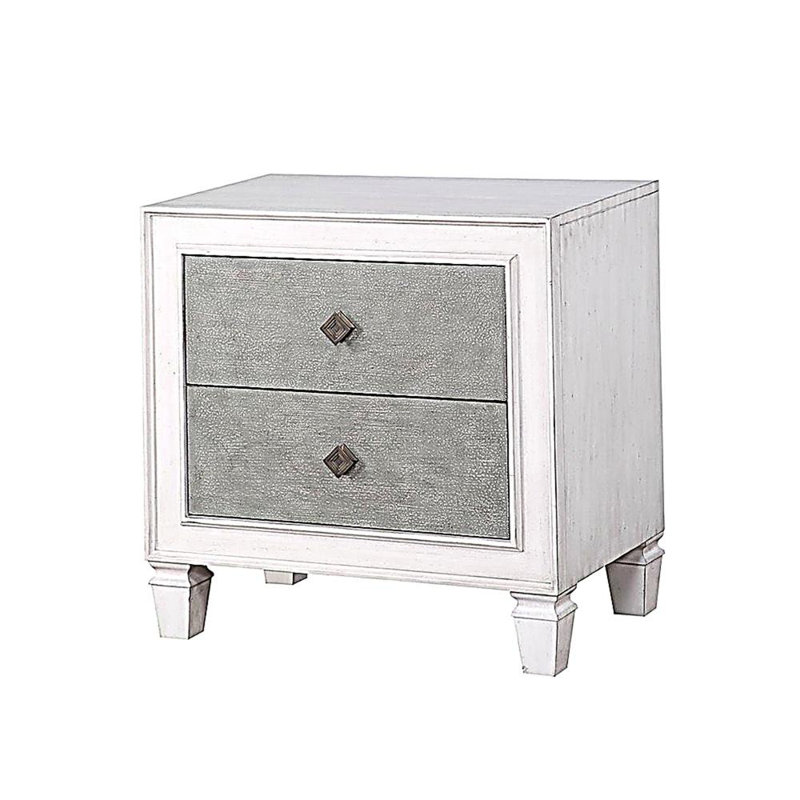 Katia Rustic Gray & Weathered White Finish Night Stand