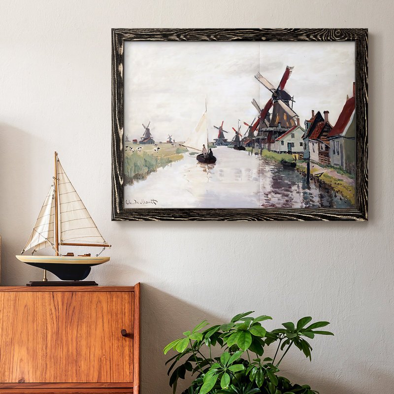 Windmills In Holland, 1871, reproduction d'art sur toile, Noir, H 14 po x l 20 po x P 1,5 po