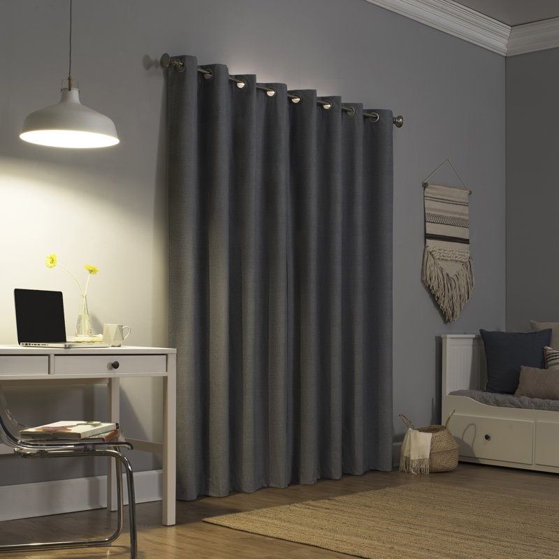 Gray Polyester Blackout Grommet Curtain Panel 50x108