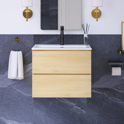 24 po W Meuble-lavabo mural simple avec un trou de robinet