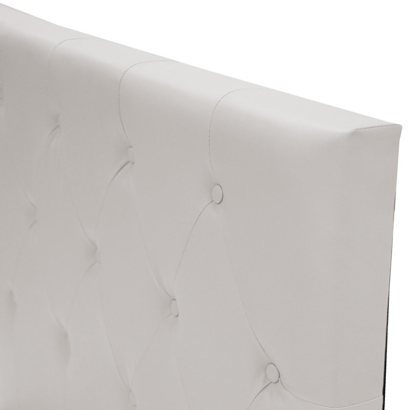 Jauquan Awaiz Tufted Headboard Panel Bed, White, Twin