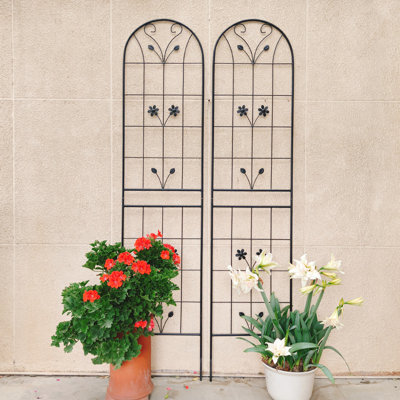 4 Pack Metal Garden Trellis 86.7" X 19.7" Rustproof Trellis For Climbing Plants Outdoor Flower Support Black