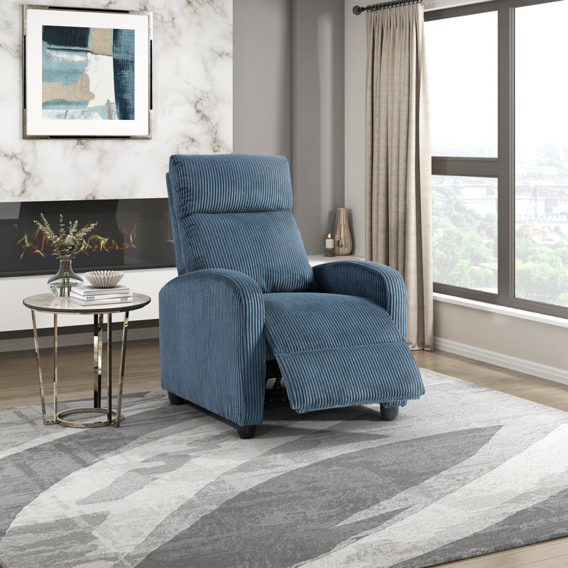 Fauteuil inclinable moderne et contemporain en velours côtelé 27 po Yailem avec siège à ressorts ensachés et structure en bois massif