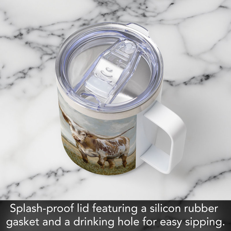 Grande tasse en acier inoxydable avec couvercle 12 oz. Ebern Designs
