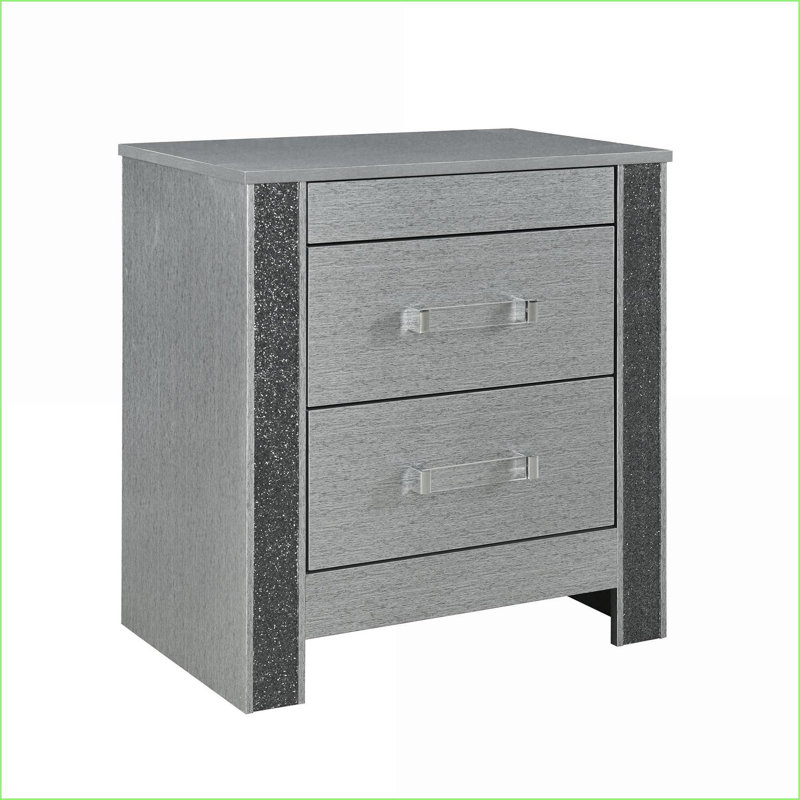 Table de chevet argentée avec compartiment à bijoux caché Lorenzo
