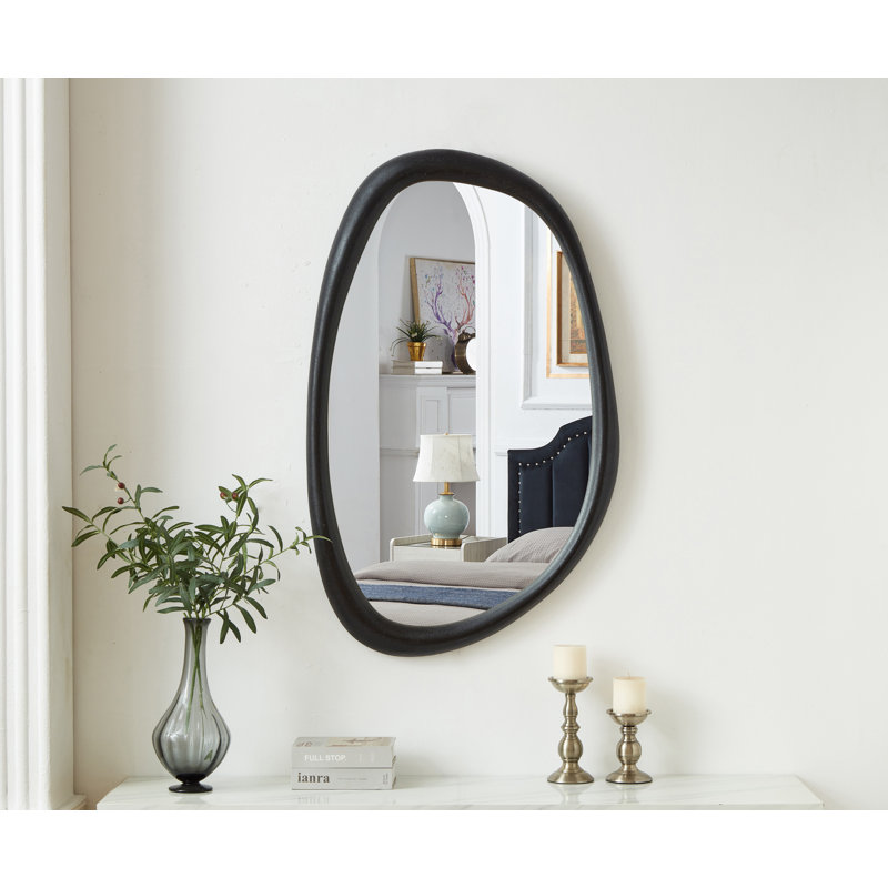 Raeana Polyresin Mirror, Black, 45" x 27.5"
