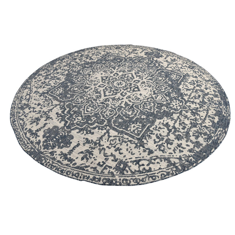 Outdoor Destiny Area Rug Bone Color, Round 13'