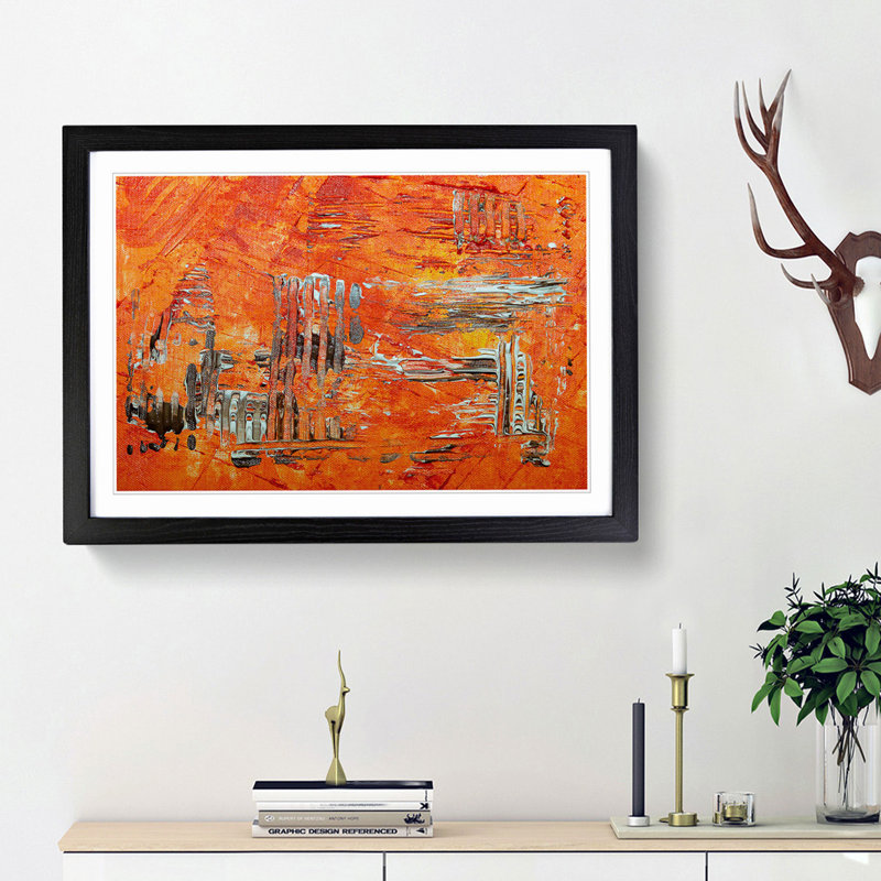 Abstract Art Painting Vol.246 by S.Johnson - Framed Print, 36cm H x 48cm W x 2cm D, Black Framed