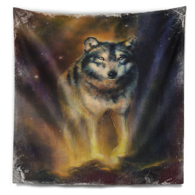 Loup calme illustration tapisserie Animal