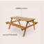 Table de pique-nique d'extérieur en bois d'eucalyptus classique de 59 po avec bancs intégrés et trou pour parasol Shoreham, brun teck pour patio et cour arrière-1718697967-1691493317