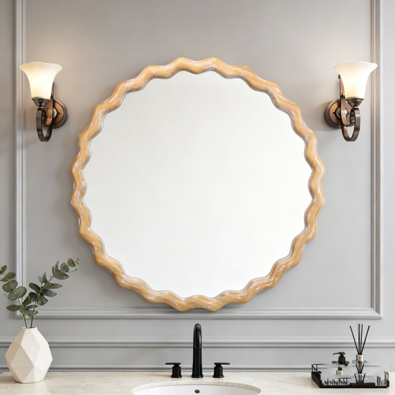 Miroir mural rond 27,5 pouces pour meuble-lavabo