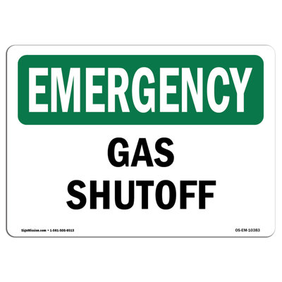 OSHA Emergency Gas Shutoff Sign