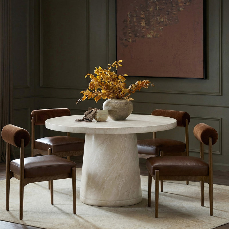 Watterson Modern 49"W Concrete Top Dining Table, Beige