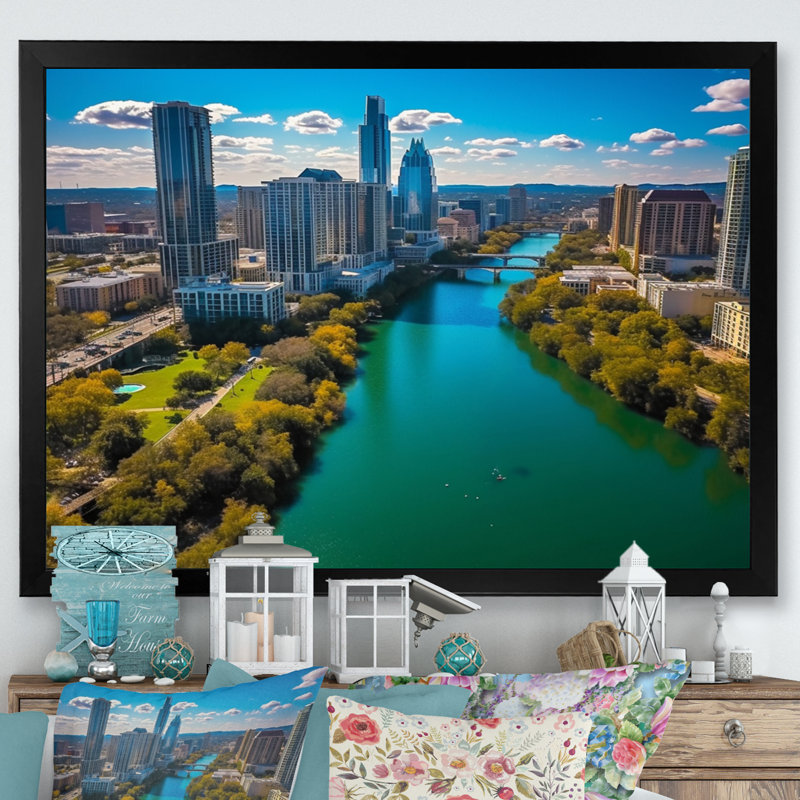 Austin Dynamic Cityscape II, reproduction d'art sur toile, Cadre photo noir, H 12 po x l 20 po x P 1 po