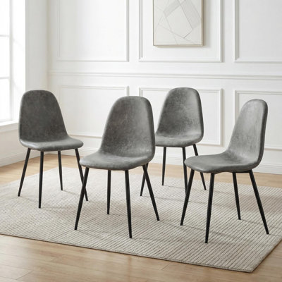 Modern Suede Dining Chairs Set Of 4, Grey Upholstered Side Chairs
