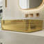 MEJE 48x38cm Bathroom Sink, Luxury Gold Stripe Rectangle Vanity Sink Over Countertop, Porcelain Ceramic Artistic Washbasin, Basin