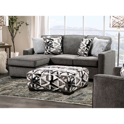 Carré de style contemporain, sièges à ressorts ensachés, motif multicolore dynamique, pieds fuselés en plastique, largeur de 38 pouces, chenille et bois massif