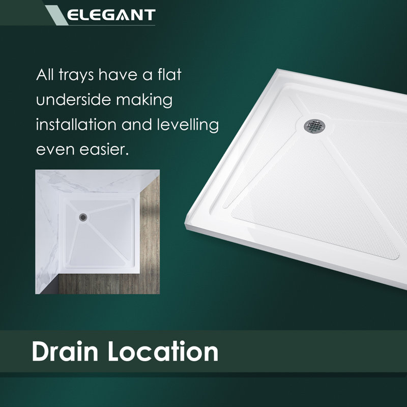 Elegant White Acrylic 36" Square Shower Pan with Drain