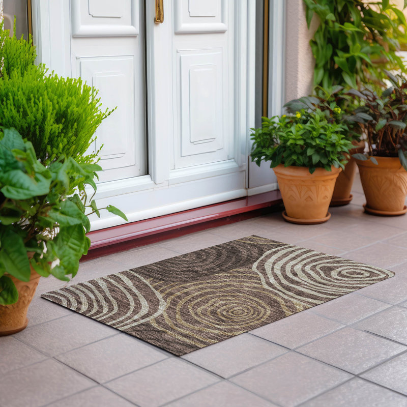 Tapis de porte d'extérieur antidérapant Leis, Rectangle 1 pi 8 po x 2 pi 6 po