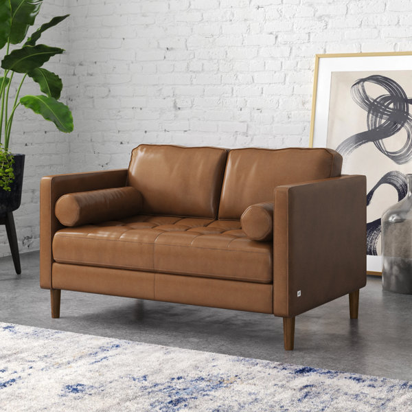 Steelside™ Cannes 55 Leather Loveseat & Reviews | Wayfair Cannes 55 Leather Loveseat