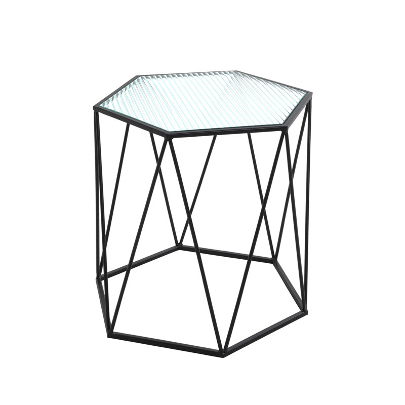 Indii Glass Top Frame End Table