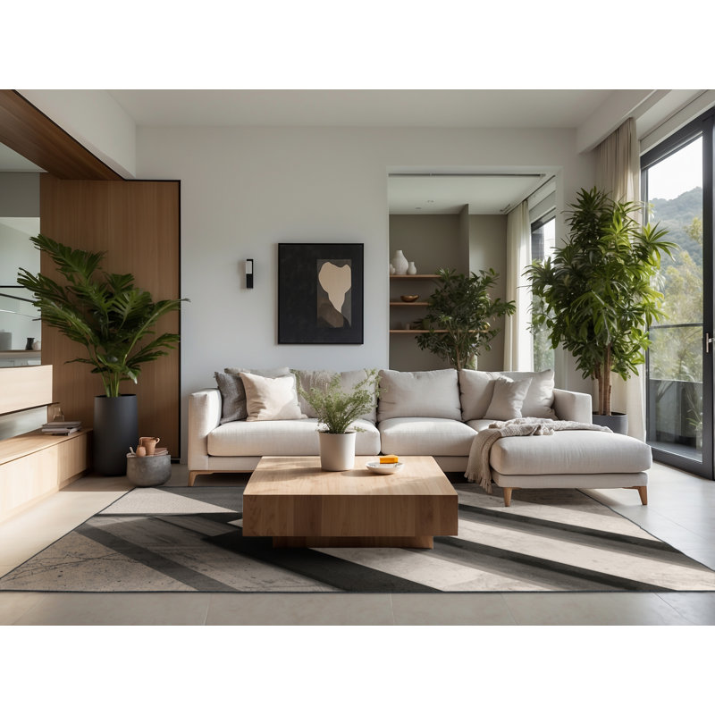 Tapis de brique doux et moelleux en brique industrielle noir Eberhard, Rond 4 pi