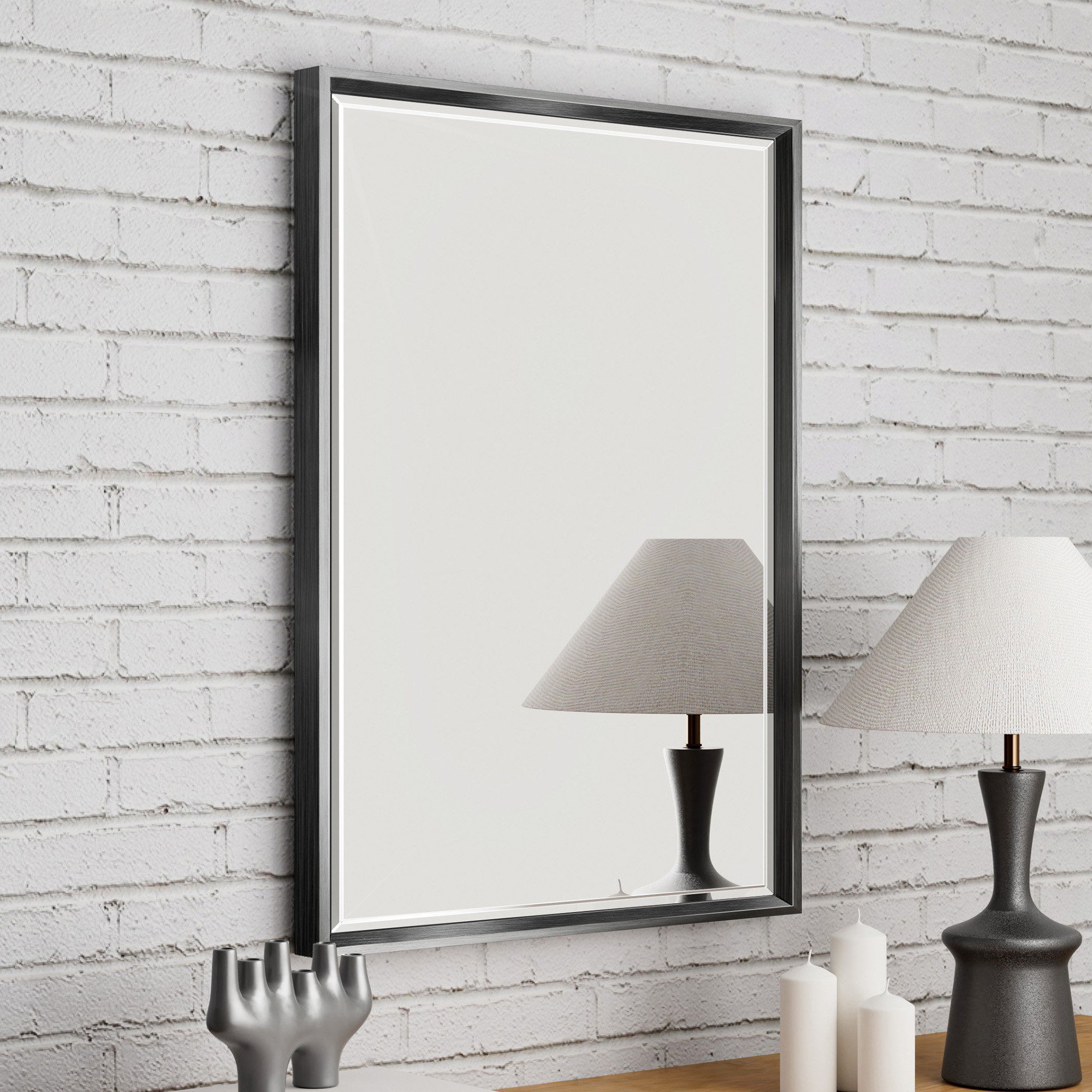 Latitude Run® Lohoski Rectangle Wall Mounted Mirror with Aluminum Metal ...