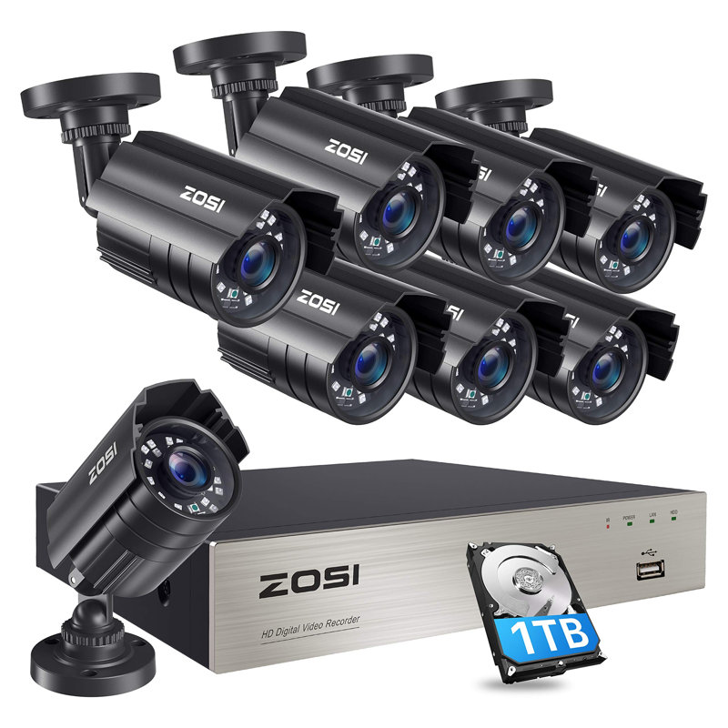 ZOSI 8-Channel 1080p DVR Security System with 4 Wired Outdoor Cameras