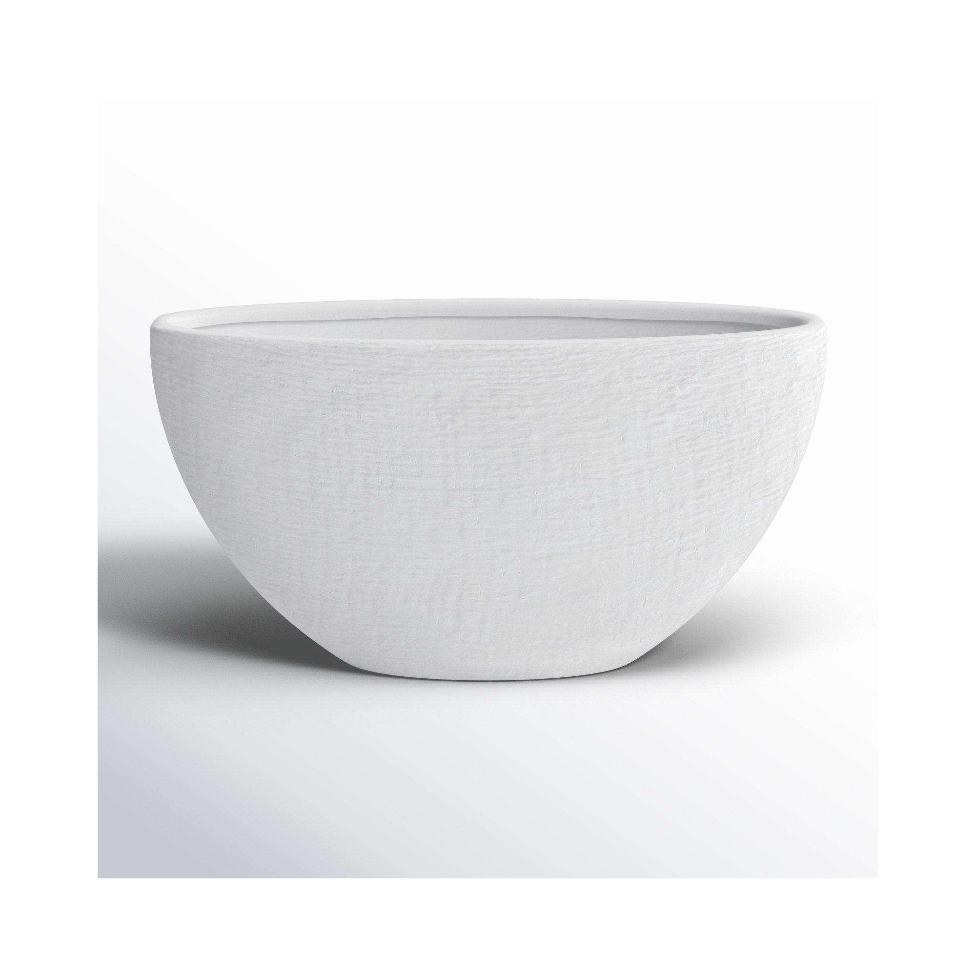 Handmade Ceramic Pot Planter, White, 7.75" H x 13.5" W x 3.5" D