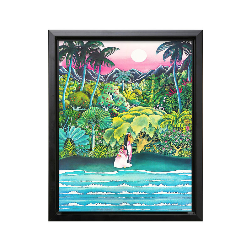 Hawaii Air Travel, H 11 po x l 14 po, Canevas, Cadre noir