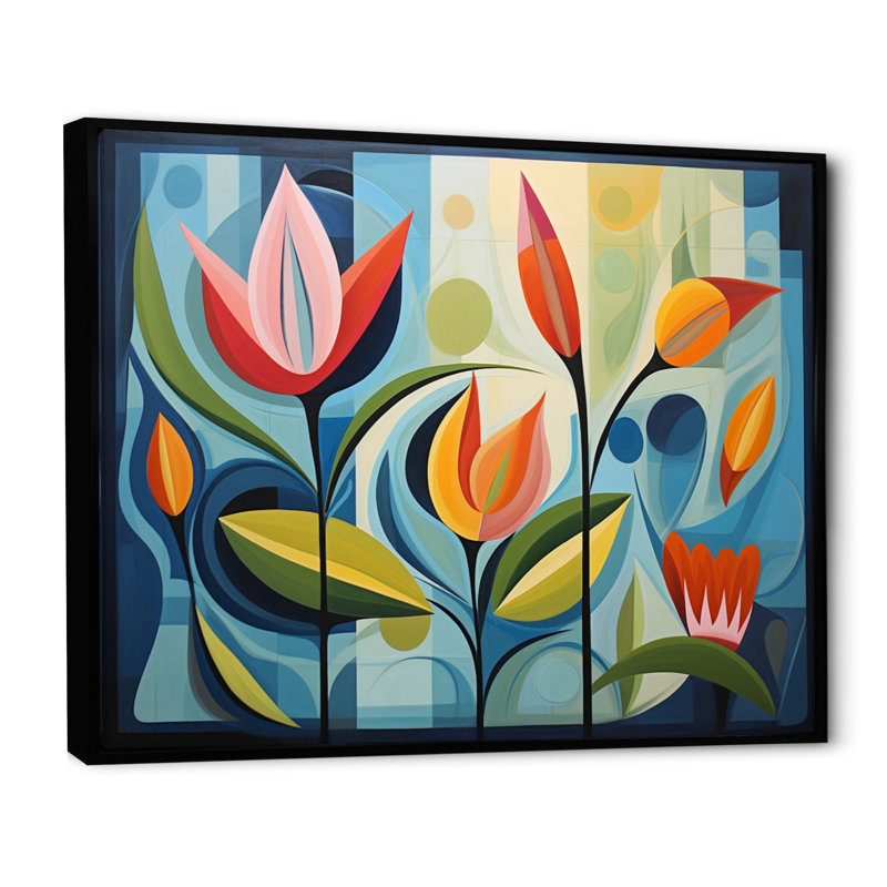 Green Mid Century Mod Nature II, reproduction d'art sur toile, H 16 po x l 32 po x P 1 po, Cadre flottant noir, Noir
