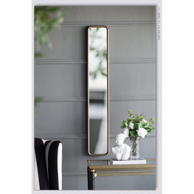 Full Length Mirror with Antique Gold Metal Frame, Long Mirror for Hallway