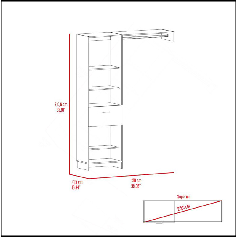 150 Closet System British, Bedroom, White, White