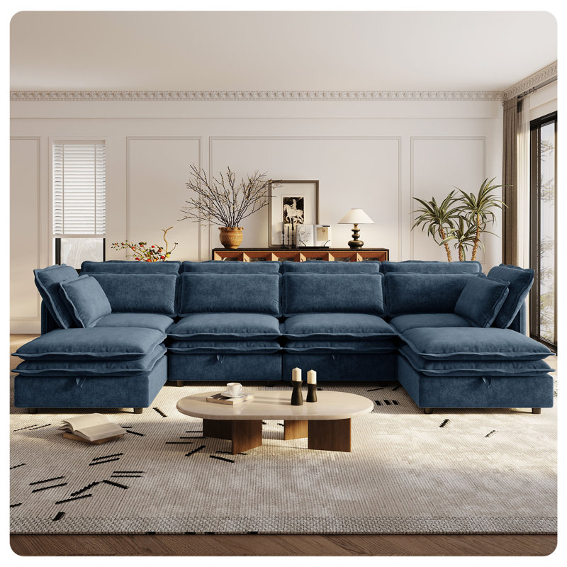 Modular Sofa, Black Blue Polyester