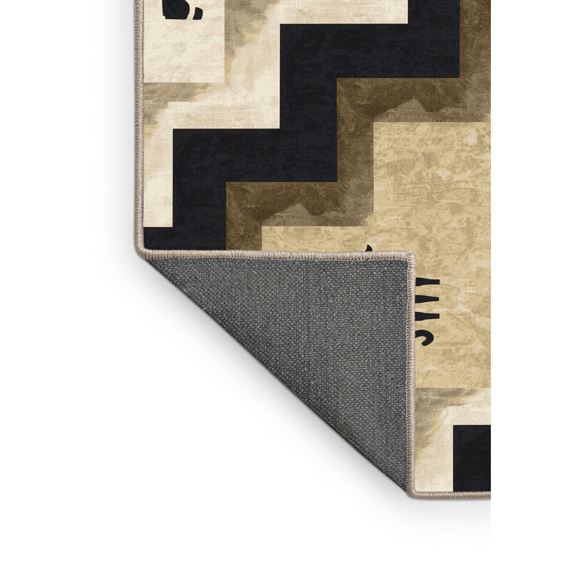 Tapis moelleux et moelleux à motif de chevrons moderne et audacieux beige, 3x5