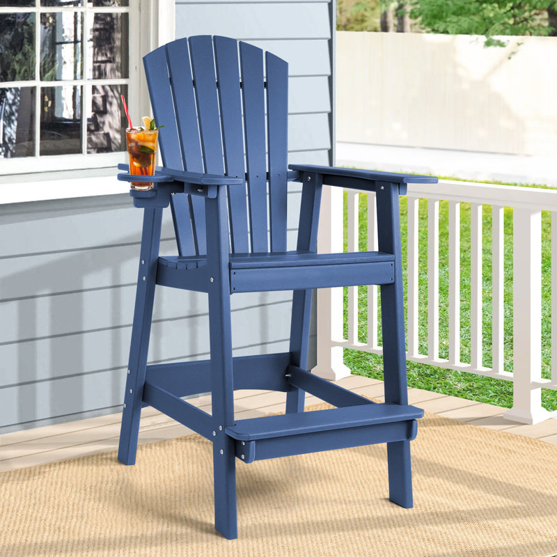Valjean Outdoor Tall Adirondack Chair, Navy Blue
