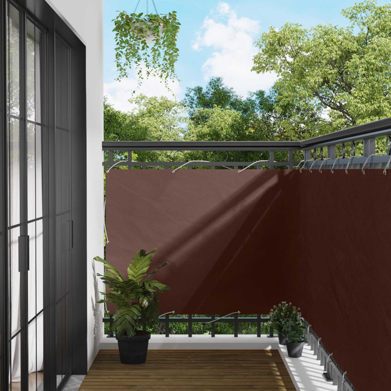 Vidaxl Balcony Screen Outdoor Privacy Screen Fence Patio Screen Oxford Fabric, 800cm W x 110cm D, Brown