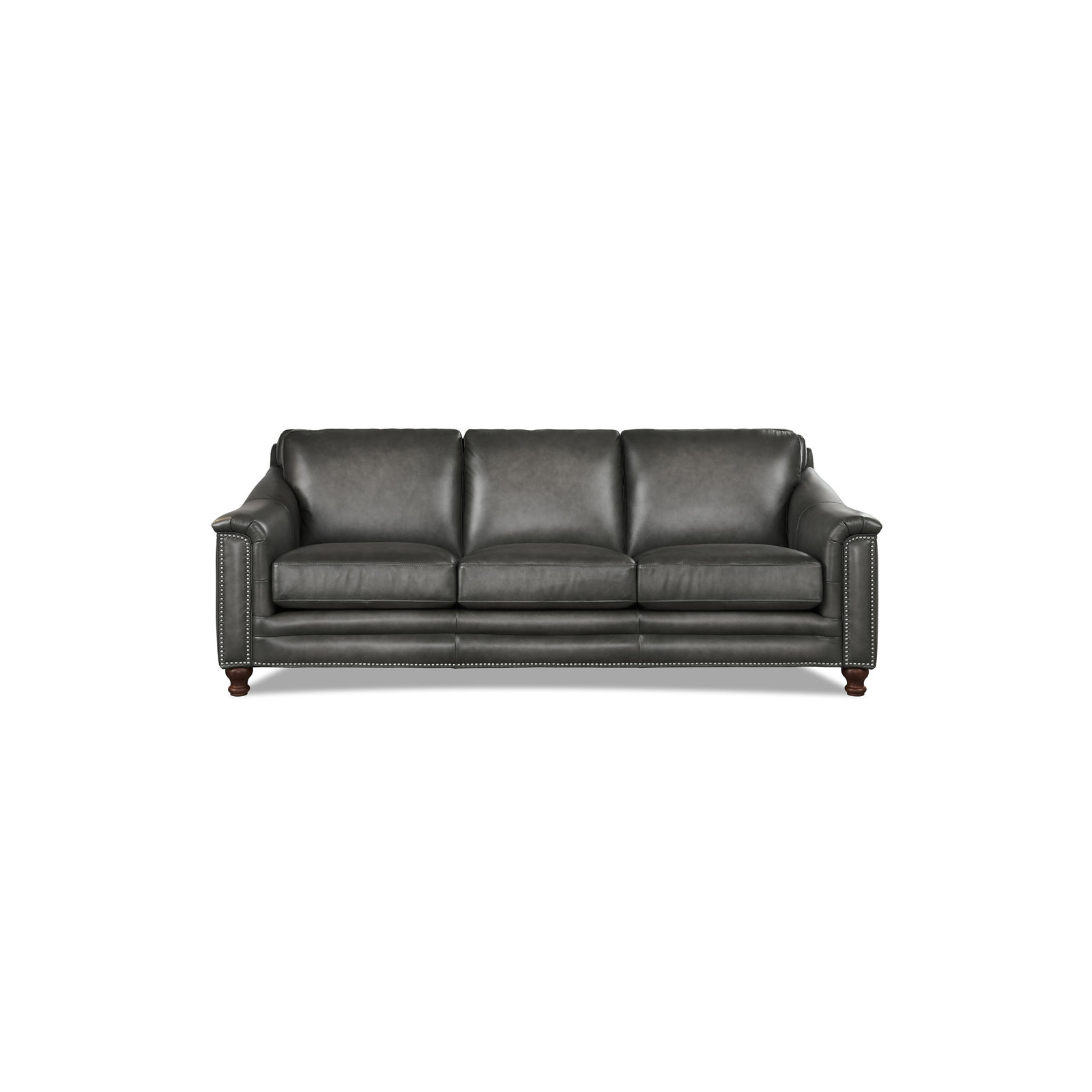 Alpert 91.5'' Genuine Leather Sofa, Ash Gray Genuine Leather