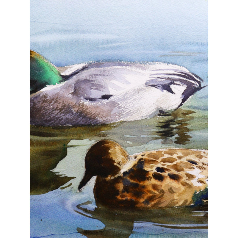 Caneton avec sa mère | Aquarelle par Achintya Hazra