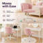 Chaise de bureau à domicile en poils de lapin artificiels avec base en métal, chaise de bureau pivotante et réglable, chaise de coiffeuse (rose)-1287760485