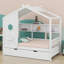 Lit simple en bois avec lit gigogne et tablette de rangement-64770713