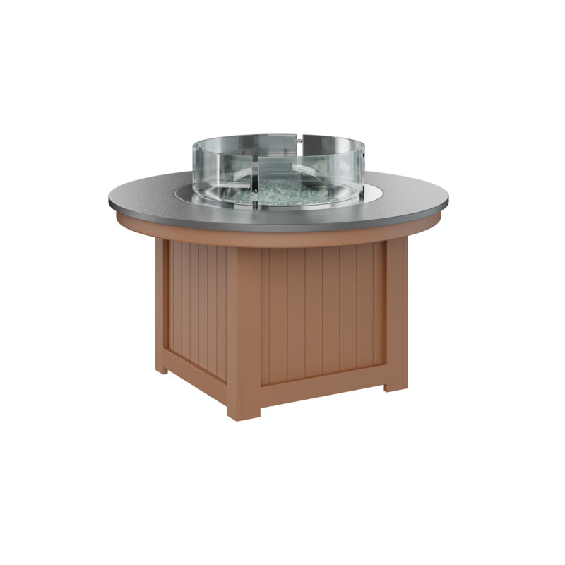 Foyer de table rond Berlin Gardens Donoma, H 25 po x l 44 po x P 44 po, Hammered Top Stainless with Cedar Base