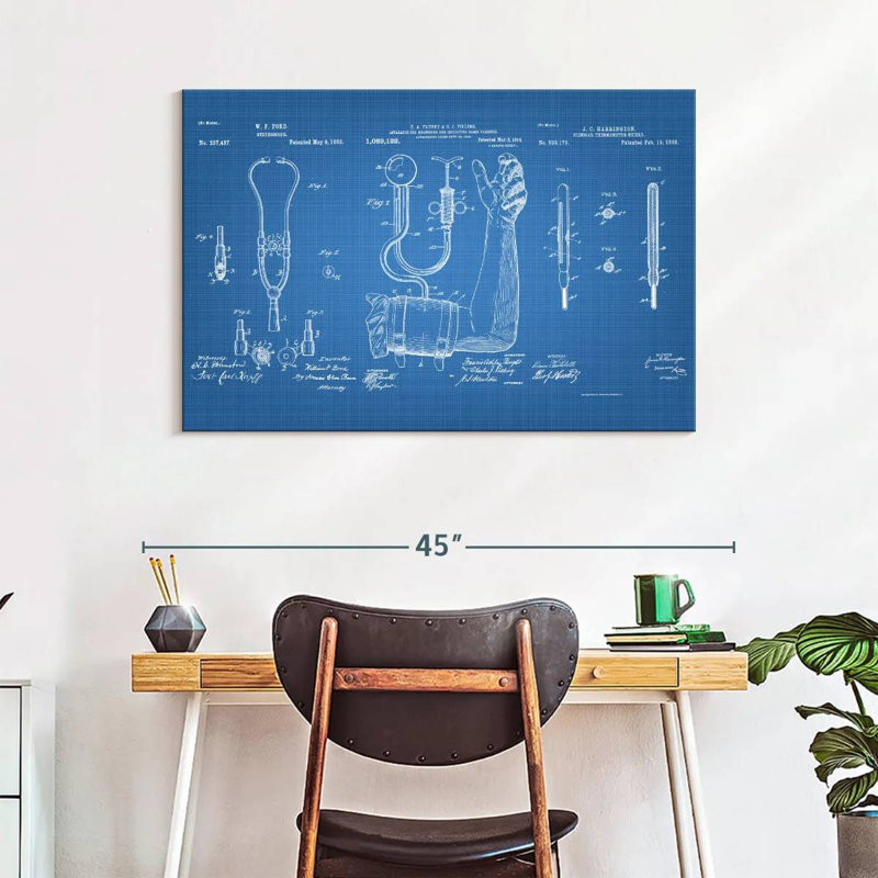 «Médical équipements médicaux», brevet bleu sur toile, H 26 po x l 39 po x P 1,25 po
