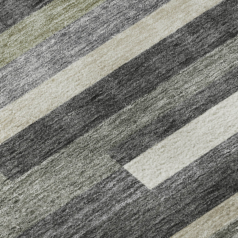 Premium Machine Washable Prisco Charcoal Rug, Rectangle 8' x 10'