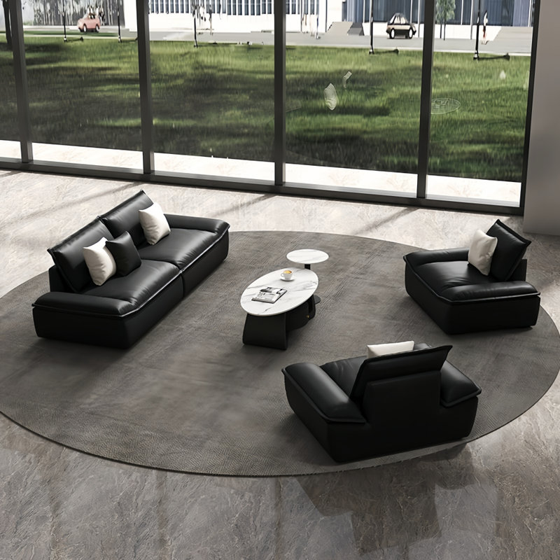 Combinaison de table basse en similicuir noir