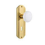 Deco Plate with Decorative Keyhole and White Porcelain Door Knob