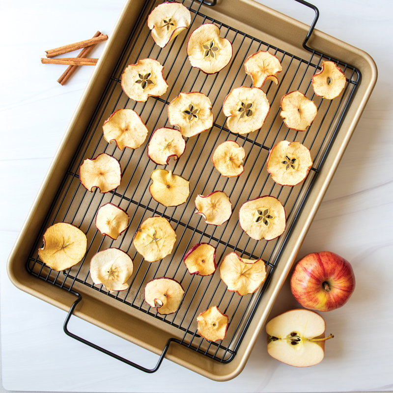 Gold Nonstick High-Sided Baking Tray with Black Rack
