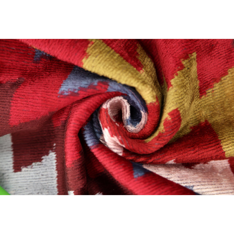 Coussin pied de poule en velours fait à la main - coussin en soie rouge et or 20 po x 20 po